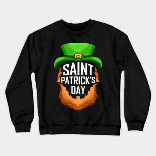 Red Beard And Green Hat Logo For St. Patricks Day Crewneck Sweatshirt